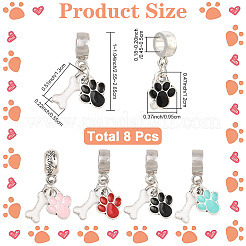 8 Stück 4 Farben Legierung Emaille europäischen baumeln Charms&nbsp;FIND-YW0013-09