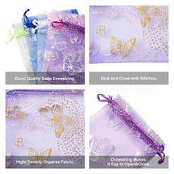 100 Stück 2 Stile Goldprägung Schmetterling Rechteck Organza Geschenktüten&nbsp;OP-KS0001-01