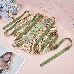 Polyester Kristall Strass Blume Brautgürtel für Hochzeitskleid&nbsp;AJEW-WH0596-220