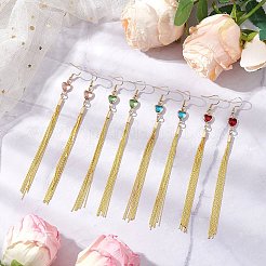 Pendientes colgantes de cadena de eslabones Boston de vidrio y latón&nbsp;EJEW-JE06096