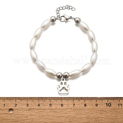 Braccialetti con ciondolo a forma di zampa in acciaio inossidabile 304 per donna&nbsp;BJEW-C098-12P
