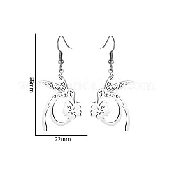 Pendientes colgantes de acero inoxidable 304 con flor y conejo&nbsp;FS-WG1999D-02