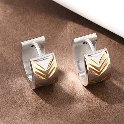 Boucles d'oreilles créoles rayées bicolores en acier inoxydable 304&nbsp;EJEW-L307-04GP-02