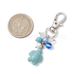 Pendentifs décoratifs en turquoise synthétique en forme de tortue de mer&nbsp;HJEW-JM03009-03