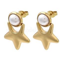 Boucles d'oreilles à tige en acier inoxydable 201 avec perles en plastique ABS&nbsp;EJEW-Z151-13G-05
