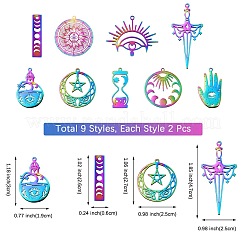 18 pz 9 stile placcatura ionica (ip) 201 pendenti in filigrana in acciaio inossidabile&nbsp;STAS-SZ0003-18