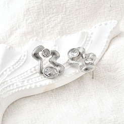 Latón micro pave aretes de circonita cúbica transparente&nbsp;EJEW-V011-06P