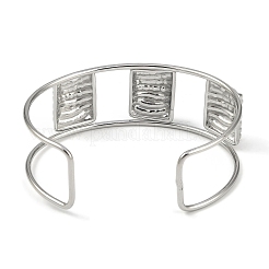 Bracelets manchettes ouverts texturés larges en acier inoxydable 304 anti-ternissement&nbsp;BJEW-Q348-05P-01