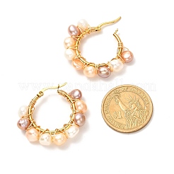 Orecchini di perle naturali vintage per ragazze donne&nbsp;EJEW-JE04643-01