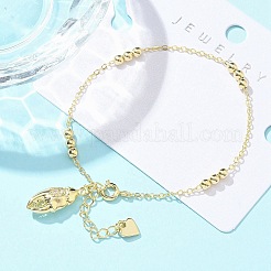 Charm-Armbänder aus Messing mit Mikropflaster und klarem Zirkonia für Damen&nbsp;BJEW-C083-13G