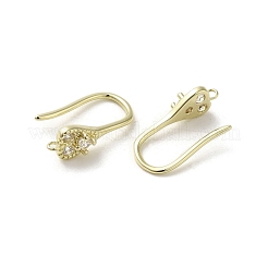 Crochets d'oreille en laiton avec micro pave zircone cubique&nbsp;KK-C048-13A-G