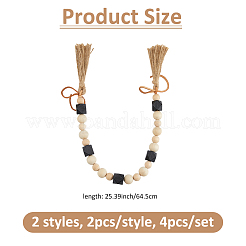 4 Stück Raffhalter-Clips aus Holzperlen für Vorhänge in 2 Stilen&nbsp;HJEW-FH00174