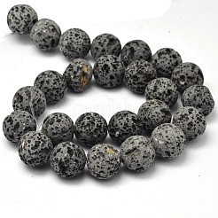 Brins de perles de lave naturelle non cirés&nbsp;G-F309-14mm