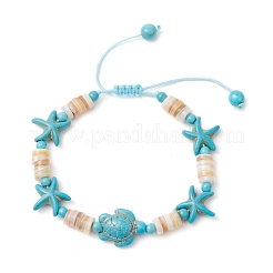 Braccialetti di perline intrecciate in turchese sintetico e conchiglie d'acqua dolce naturali per donna&nbsp;BJEW-JB12024-02