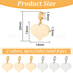4 Set 2 Farben gravierbare europäische Anhänger aus Edelstahl 304&nbsp;FIND-BC0004-31