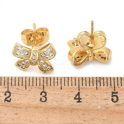 Orecchini a bottone in ottone con zirconi chiari e micro pavè&nbsp;EJEW-D305-18G