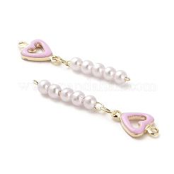 Ciondoli per connettori con collegamenti a cuore in ottone smaltato con placcatura a cremagliera&nbsp;KK-M266-24G