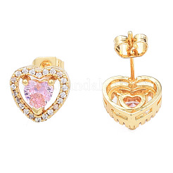 Aretes de corazón con circonitas cúbicas&nbsp;EJEW-N011-59