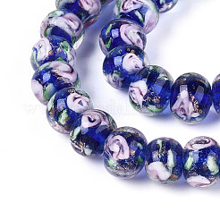 Handgefertigte Bunte Malerei-Rondell-Perlenstränge mit Innenblumen&nbsp;LAMP-T022-24D