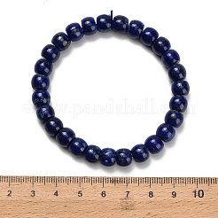 Braccialetti elastici in perle di lapislazzuli naturali di grado ab+&nbsp;BJEW-F523-06A