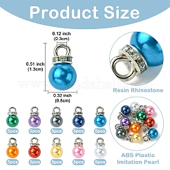 50 Stück 10 Farben ABS-Kunststoff-Imitationsperlen-Charms&nbsp;KY-YW0001-84P