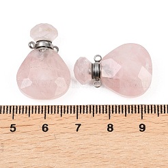 Pendentifs de bouteille de parfum en quartz rose naturel en forme de larme&nbsp;G-H241-02B-P