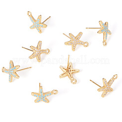 8 paio di orecchini a bottone in ottone micro pavé di zirconi cubici in 2 colori&nbsp;KK-TA0002-62