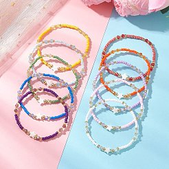 10 bracciale elastico con perline di vetro e perline di vetro e conchiglia trochid naturale per donna&nbsp;BJEW-MZ00272