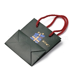 Weihnachtsgeschenktüten aus bedrucktem Papier mit Weihnachtsmannmotiv und Baumwollgriffen&nbsp;CARB-F013-01