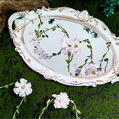Braccialetti da donna con polsino superiore in poliestere con filo di ferro e fiori&nbsp;AJEW-GF0014-08C