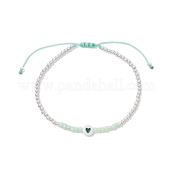 Bracelets tressés en perles rondes en laiton pour femmes&nbsp;BJEW-JB11718-02