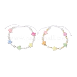 2 pz 2 colori perline di plastica braccialetti di perline intrecciate&nbsp;BJEW-JB11784