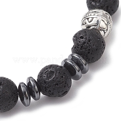Bracelets extensibles en perles de pierre de lave naturelles rondes pour femmes&nbsp;BJEW-JB12767