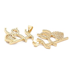 Pendenti in zirconi cubici trasparenti in micro pavè di ottone&nbsp;LS-ZIRC-F124-01G