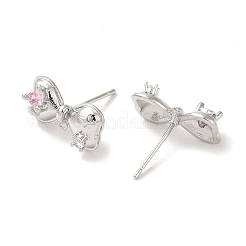 Ohrstecker aus Messing mit Mikropflaster und Zirkonia links und rechts&nbsp;LS-KK-K371-10P