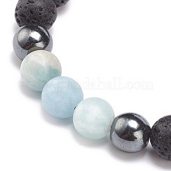 Ensemble de bracelets de perles tressées rondes en pierre de lave et hématite synthétique 7 pièces 7 styles&nbsp;BJEW-JB08387