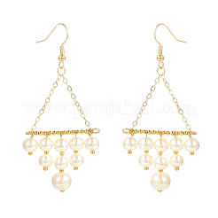 Orecchini pendenti con perle di vetro vintage per regalo donna ragazza&nbsp;EJEW-TA00007