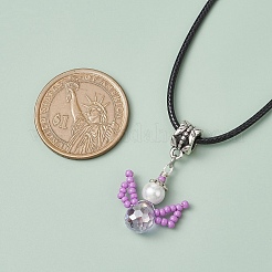 Collane con ciondolo a forma di angelo con perle di vetro e perline di vetro&nbsp;NJEW-MZ00056-03