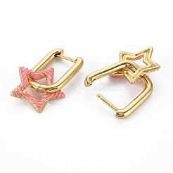 Orecchini a cerchio pendenti in ottone smaltato&nbsp;EJEW-S208-140-NF