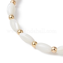 Natürliche Muschel-Twist-Oval-Perlen-Stretch-Armbänder für Frauen&nbsp;BJEW-JB10059