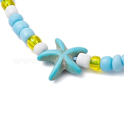 Armbänder aus geflochtenen Perlen aus synthetischem Türkis und Glasssamen&nbsp;BJEW-JB11153-01