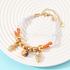 Armbänder mit Anhängern aus Edelstahl 304 und synthetischen Regenbogensteinen&nbsp;BJEW-K247-03G