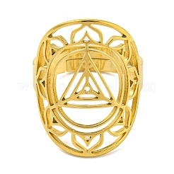 Anillo con loto 304 anillos ajustables de acero inoxidable&nbsp;RJEW-G306-04G