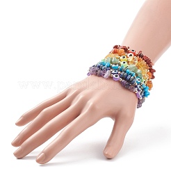 7 Stück Natur- und Synthetik-Edelsteinsplitter und Harz-Edelstein-Perlen-Stretch-Armbänder&nbsp;BJEW-JB08814