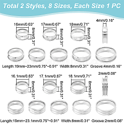 16 Stück 16 Stil 201 Edelstahl geriffelte Fingerring-Einstellungen&nbsp;STAS-UN0044-17