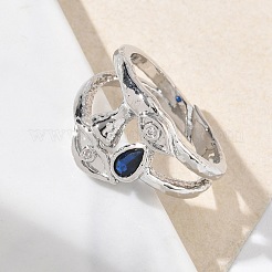 Offene Manschettenringe aus Messing mit Mikropavé und Zirkonia für Damen&nbsp;RJEW-L343-11P
