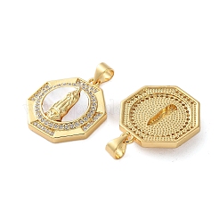 Pendentifs avec zircon cubiques à micro-pavés en laiton&nbsp;KK-U070-13B-G