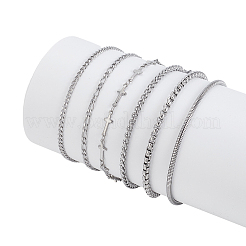 6 Stück 6 Stile 304 Edelstahl Kettenarmbänder&nbsp;BJEW-GA0001-18