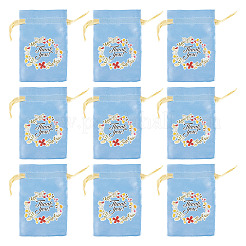 Blumen-Dankeschön-Aufbewahrungsbeutel aus Polyester-Satin mit Kordelzug&nbsp;LS-ABAG-TAC0005-09C