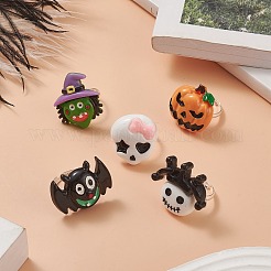 Anello regolabile in resina a tema halloween&nbsp;RJEW-JR00554